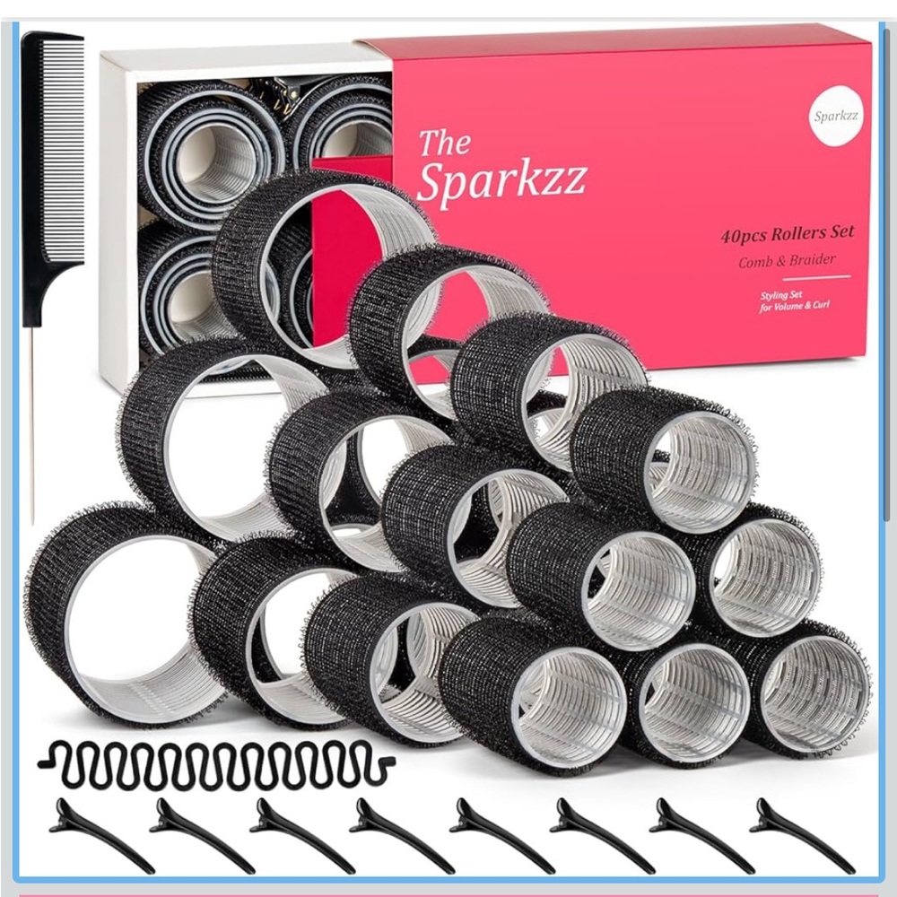 Black Hair Rollers Set